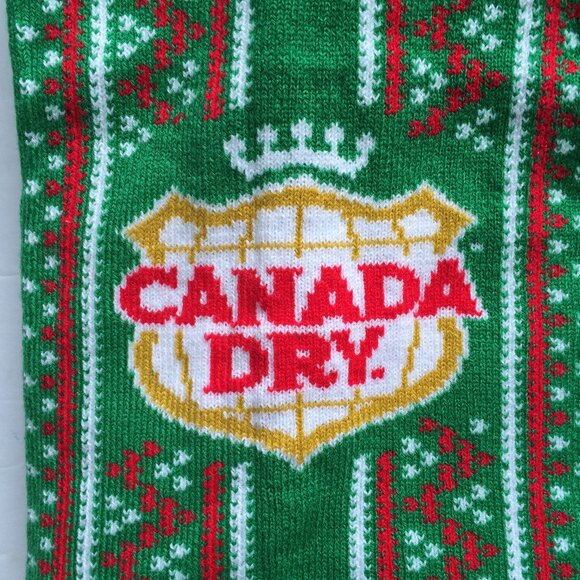 Canada Dry Soda Unisex Adult Scarf Green Fringe Striped Red Lettering - Picture 3 of 5